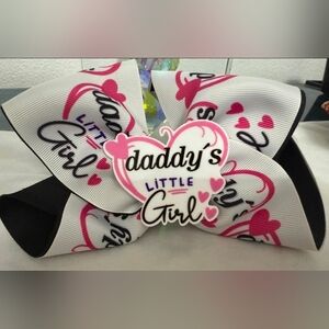 Pink and White Heart Hair Bow